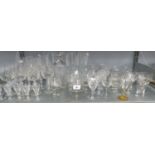 QUANTITY OF DRINKING GLASSES, WINES, CHAMPAGNE, DECANTER, SUNDAE, BRANDY ETC.....