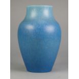 ROYAL LANCASTRIAN POTTERY VASE, of ovoid form, glazed in fading, mottled tones of blue, 10 ½? (26.