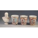 1902 CORONATION COMMEMORATIVE ENAMELLED METAL BEAKER with colour printed busts of Edward and