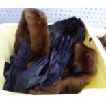 LADY'S BROWN MINK HAT; a dark brown MINK HAT; another FUR HAT; a MINK TIE formed from two full skins