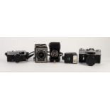 ZENIT-E RUSSIAN CAMERA, THREE OTHERS and a FLASHGUN (4)