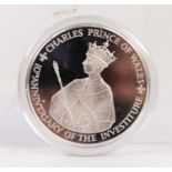 LARGE LIMITED EDITION JAMAICAN 25 DOLLAR PROOF SILVER COIN ANNIVERSARY OF THE PRINCE OD WALES