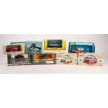 SEVEN MODERN CORGI MINT AND BOXED DIE CAST VEHICLES including two limited edition coaches FOUR OTHER