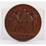LARGE VICTORIAN BRONZE COMMEMORATIVE MEDALLION PRINCE ALBERT OF WALES RECEIVING FREEDOM OF THE