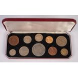 QUEEN ELIZABETH II SPECIMEN COIN SET 1965 INCLUDING GOLD SOVEREIGN ten coins from farthing and