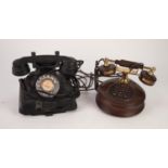VINTAGE BLACK BAKELITE ?GPO No. 164? CRADLE TELEPHONE, together with a LATER RONDO TELECOM
