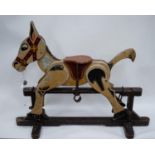 EARLY 1950s PAINTED WOODEN 'MUFFIN THE MULE' PLATFORM ROCKING HORSE in original unrestored condition