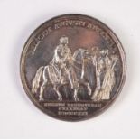 SILVER MEDALLION GEORGE IV CORONATION AND VISIT TO HANOVER 1821 reverse with equestrian figure of