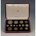 GEORGE VI BOXED SPECIMEN COIN SET 1937 OF FIFTEEN COINS from silver one penny to crown, includes