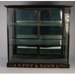 J.S. FRY & SONS LTD, BLACK LACQUERED SHOP DISPLAY CABINET, having mirrored back with glazed front