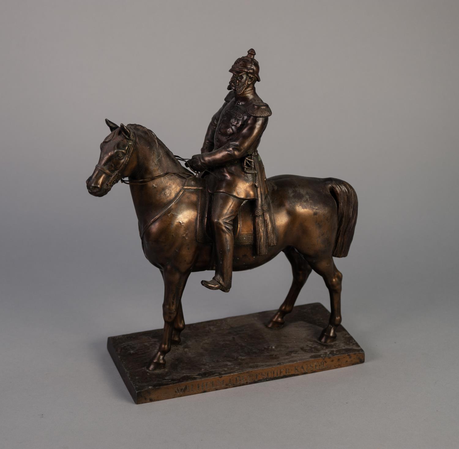 LATE 19TH CENTURY/EARLY 20TH CENTURY ORIGINAL WHITE METAL FIGURE OF WILHELM I DEUTSCHER KAISER ON