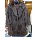 LADY'S DARK BROWN THREE QUARTER LENGTH FUR COAT