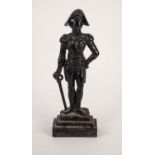19th CENTURY PAINTED CAST IRON FLAT BACK FIGURAL DOORSTOP IN THE FORM OF WELLINGTON right hand