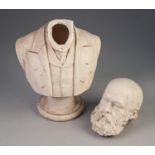 ROBINSON & LEADBEATER 19th CENTURY PARIAN WARE BUST OF LORD SALISBURY rained on a waisted circular