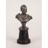 EARLY 20th CENTURY PLATED METAL BUST OF KAISER WILHELM II depicted in a fur/ermine cape, 5" (12.7cm)