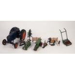 DINKY DIE CAST GREEN PAINTED VAN with loud-hailer, a DINKY LAWN MOWER, a DINKY AVELING BARFORD