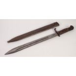 GERMAN CIRCA 1915 NEW MODEL SWORD BAYONET with rearward swept quillon and diagonally - ribber