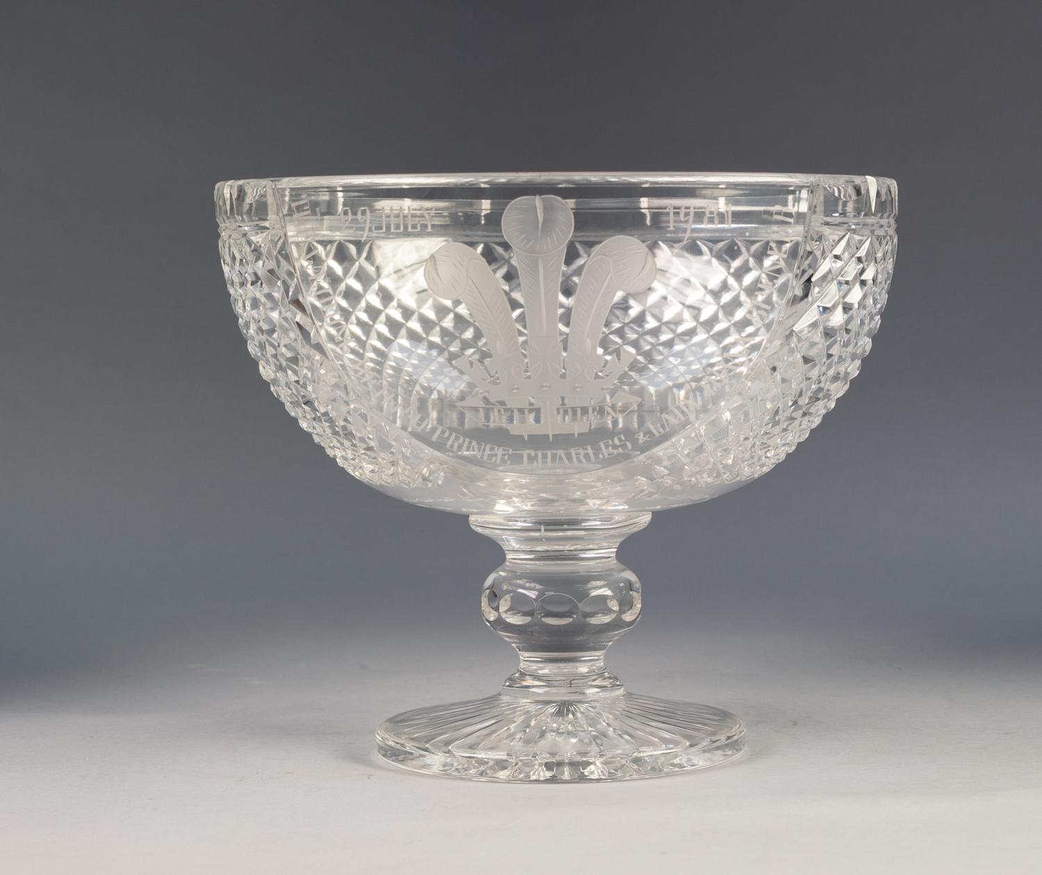 BOXED STUART CRYSTAL LIMITED EDITION, CHARLES AND DIANA, ROYAL COMMEMORATIVE LARGE CHALICE, wheel