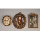 A LATE 19TH CENTURY FRENCH PASTICHE PORTRAIT MINIATURE ON IVORY OF A 16th/17th CENTURY QUEEN OR