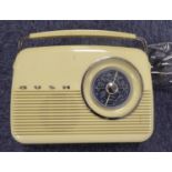 BUSH VINTAGE STYLE FM PORTABLE RADIO, with circular tuning dial and folding handle, in a blue and