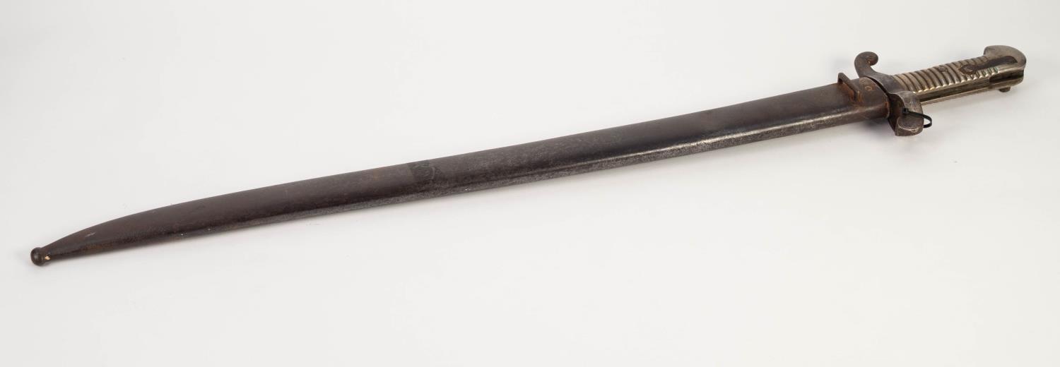 FRENCH MID 19th CENTURY SABRE BAIONNETTE MLE 1842T having 22 1.2" (57.2) single edge scrolled