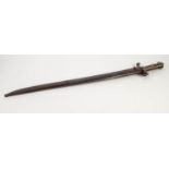 FRENCH MID 19th CENTURY SABRE BAIONNETTE MLE 1842T having 22 1.2" (57.2) single edge scrolled