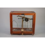 GRIFFIN AND TATLOCK LTD. 'MICROID CHAINDIAL MODEL' LABORATORY SCALES, in oak framed and glazed case,