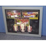 ?TREBLE WINNERS? COLOUR POSTER OF THE MANCHESTER UNITED FOOTBALL TEAM, bearing twelve signatures,