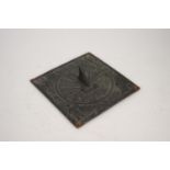 ANTIQUE CAST METAL SUNDIAL inscribed 'Tempus Fugit', 8 1/4" (21cm) square