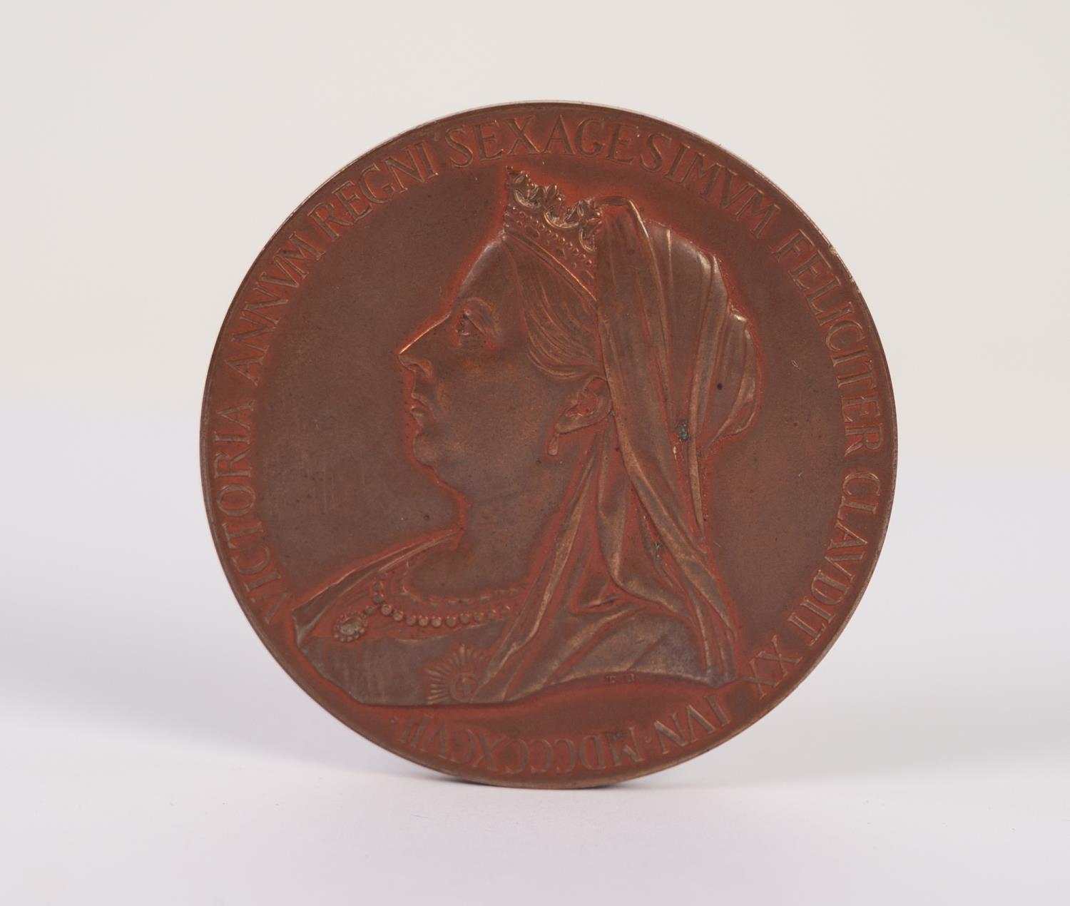 BRONZE MEDALLION 'DIAMOND JUBILEE' OF QUEEN VICTORIA 1897 obverse with bust reverse with young