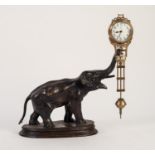 EARLY 20th CENTURY BROWN PATINATED BRONZE ELEPHANT MYSTERY CLOCK the trunk bent to the right
