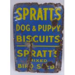 ENAMEL ADVERTISING SIGN ?SPRATTS DOG & PUPPY BISCUITS?, 76 x 51cm (36? x 20?)