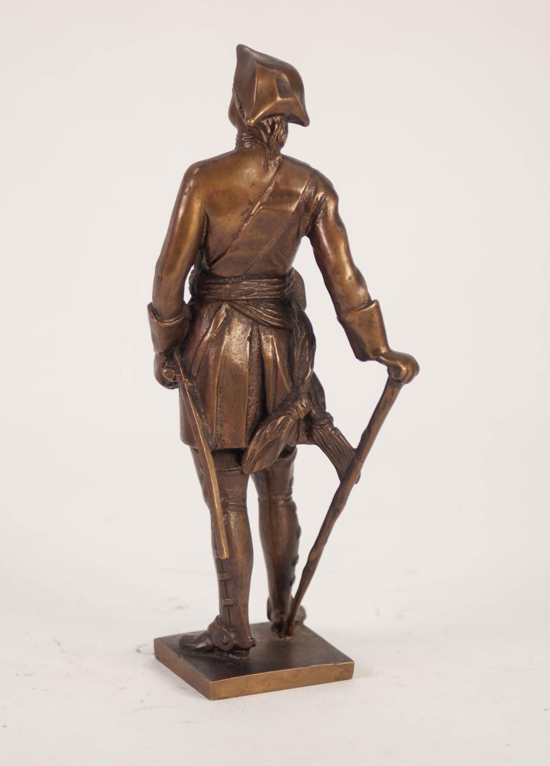 LATE 19th CENTURY EARLY 20th CENTURY BRONZE FIGURE OF AN 18th CENTURY GENTLEMAN wearing tricorn hat, - Image 2 of 2