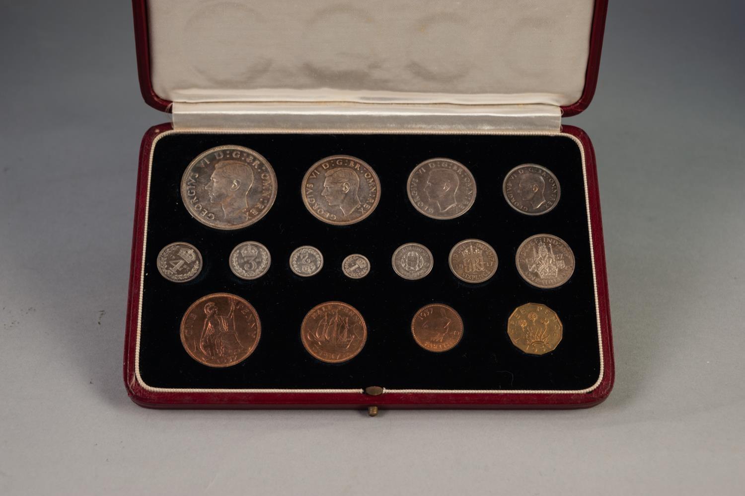 GEORGE VI BOXED SPECIMEN COIN SET 1937 OF FIFTEEN COINS from silver one penny to crown, includes - Image 2 of 4