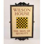 WILSON'S BREWERY WALL MOUNTED ENAMEL SIGN FEATURING YELLOW AND BLACK CHEQUERBOARD, 'Wilson House -