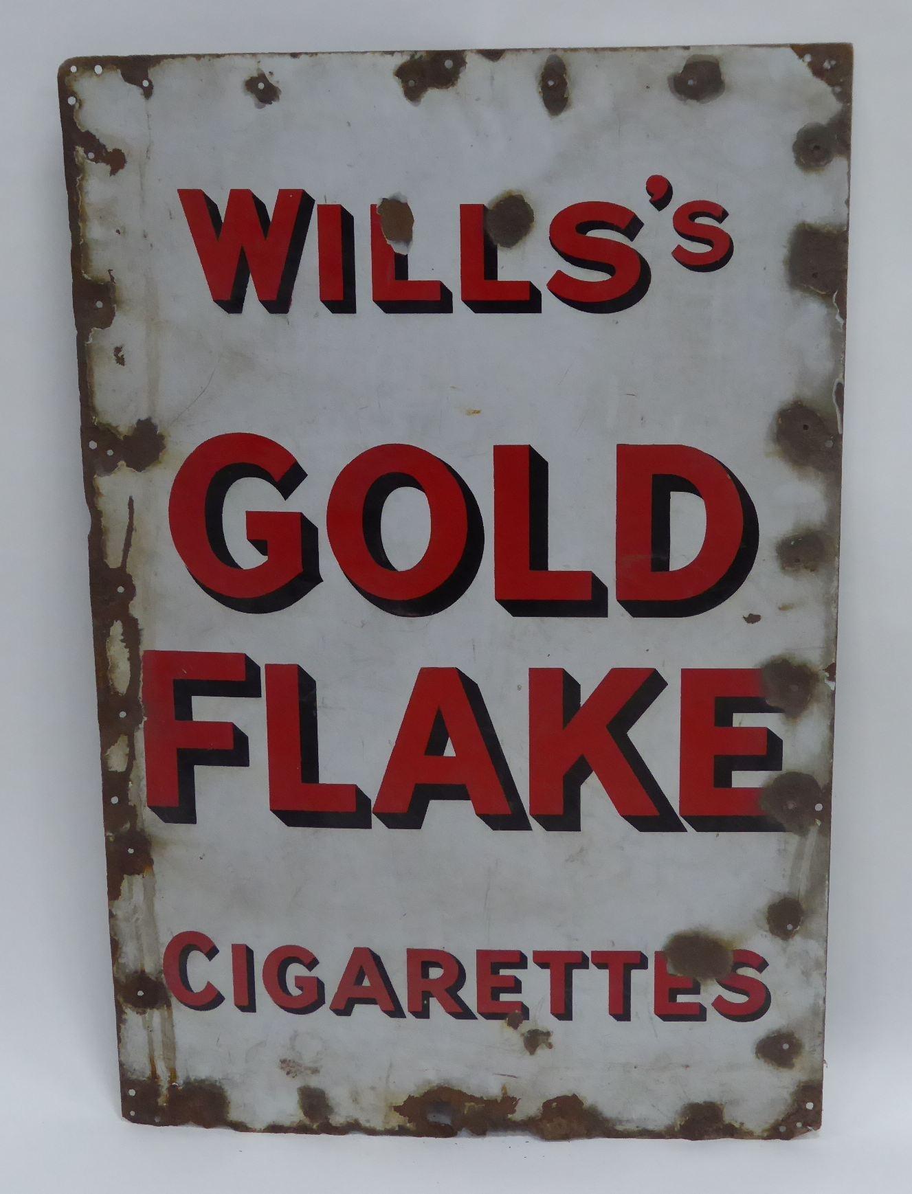 ENAMEL ADVERTISING SIGN ?WILLIS?S GOLD FLAKE CIGARETTES?, 91 x 61cm (36? x 24?)