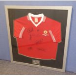 MANCHESTER UNITED SILVER JUBILEE ?LEGENDS AT OLD TRAFFORD? SIGNED REPLICA FOOTBALL SHIRT, bearing