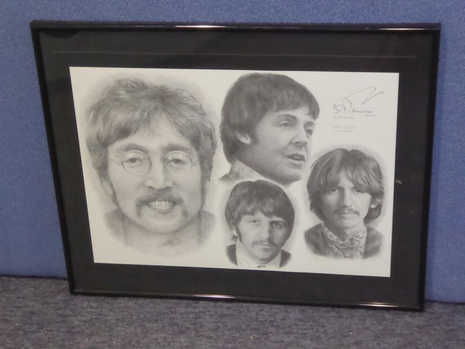 THE BEATLES, LIMITED EDITION SET OF FOUR REPRODUCTION BLACK AND WHITE PHOTOGRAPHS OF THE GROUP TAKEN - Image 2 of 3
