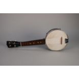 UNBRANDED BANJO Le-LE with 7 1/8" diameter body (as found) in black textured fabric case (repairs)