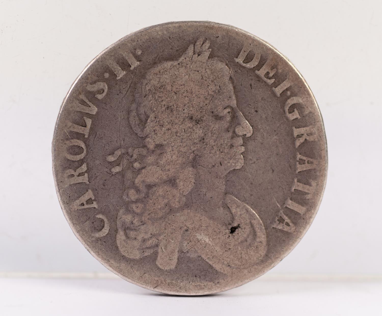 CHARLES II SILVER CROWN 1667 showing wear to high spots of bust reverse fair - Image 2 of 2