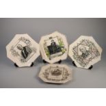 CIRCA 1886 OCTAGONAL POTTERY COMMEMORATIVE PLAQUE, RIGHT HONOURABLE BENJAMIN DISRAELI AND ANOTHER OF