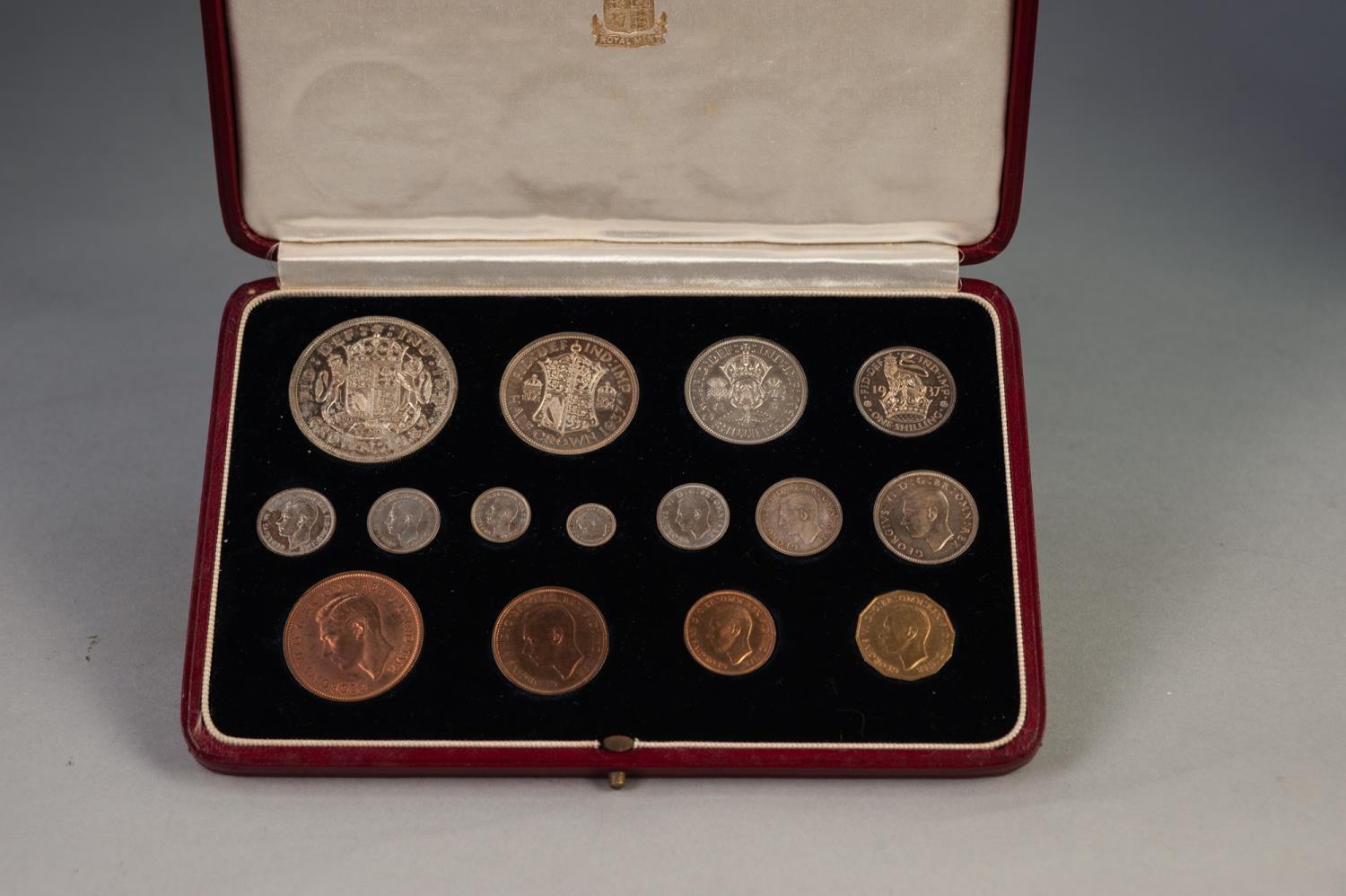 GEORGE VI BOXED SPECIMEN COIN SET 1937 OF FIFTEEN COINS from silver one penny to crown, includes - Image 3 of 4