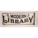ENAMEL ADVERTISING SIGN ?MODERN LIBRARY?, double sided, 23 x 61cm (9? x 24?)