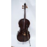 EARLY 20th CENTURY CELLO with later poor restoration and repair having 29" two piece back (as found)