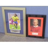 DENNIS LAW SIGNATURE, mounted beneath a reproduction colour photograph of the player, with