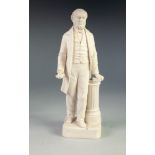 19th CENTURY PARIAN WARE STANDING FIGURE OF J.E. GLADSTONE, PRIME MINISTER AND CHANCELLOR OF THE