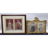 TWIN COLOUR PRINTS ON SILK of Edward VII and Queen Alexandra at the time of the Coronation, 1902, 13