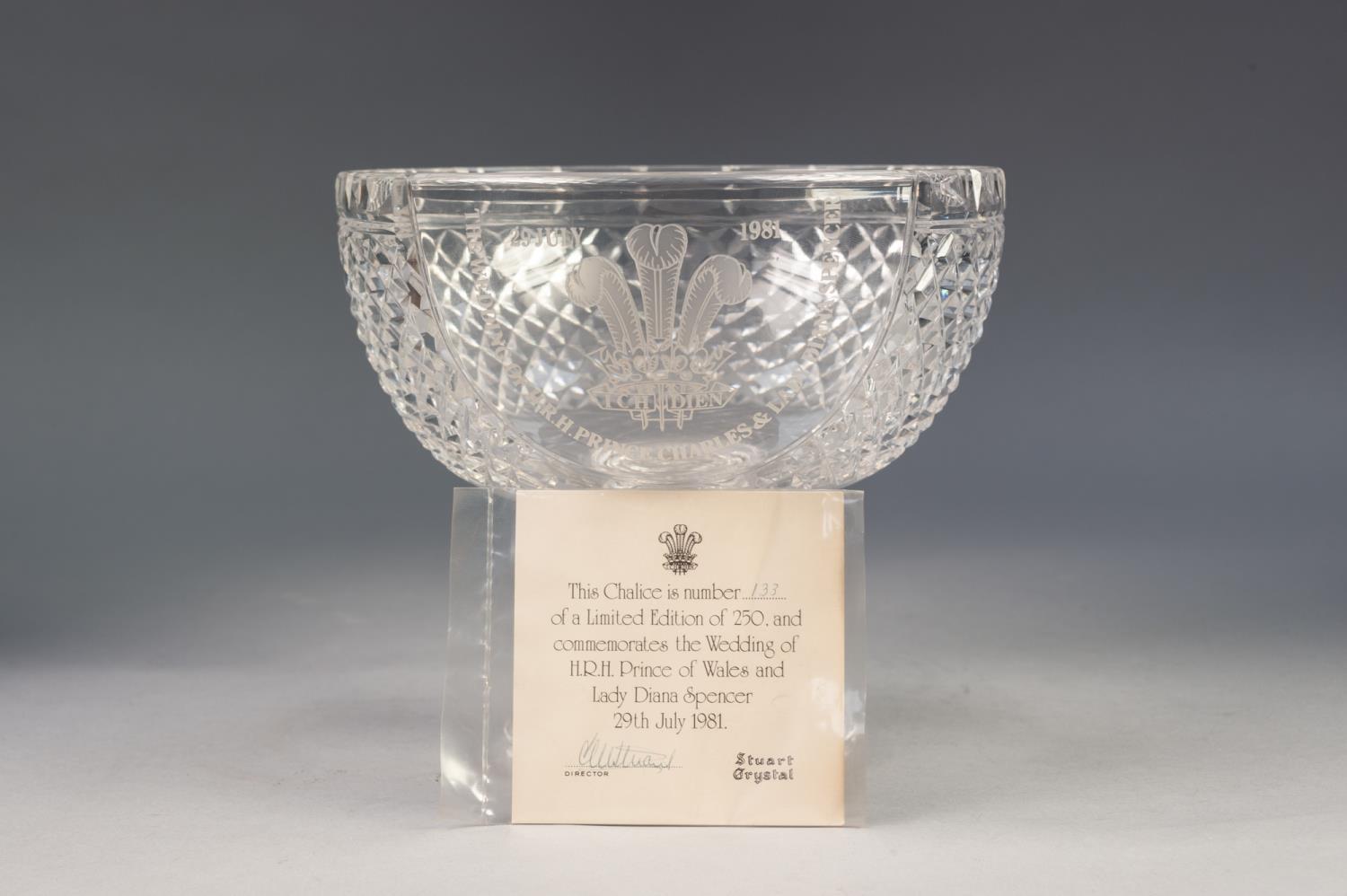 BOXED STUART CRYSTAL LIMITED EDITION, CHARLES AND DIANA, ROYAL COMMEMORATIVE CHALICE, engraved - Image 3 of 3