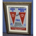 GEORGE BEST SIGNED REPLICA POSTER FOR THE 1968 EUROPEAN CHAMPION CLUBS? CUP FINAL, with