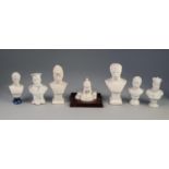 SEVEN MAINLY BISQUE PORCELAIN SMALL BUSTS OF NOTEWORTHIES FROM THE GREAT WAR to include, the tallest